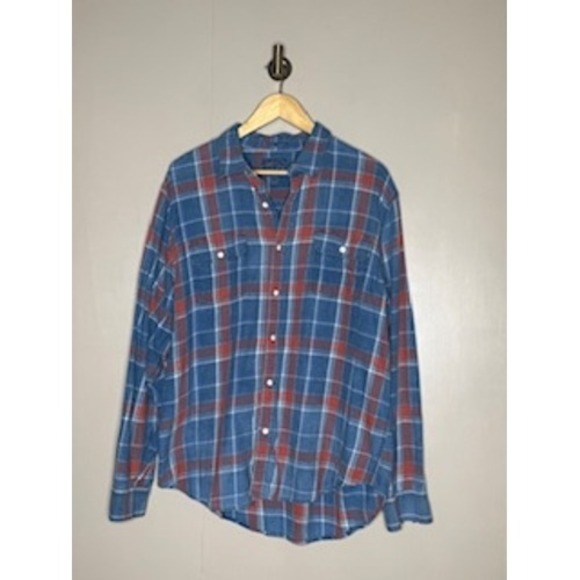 Lucky Brand Other - Lucky‎ Brand Mens Classic Fit Plaid Button Down Shirt Blue Red XL Long Sleeve